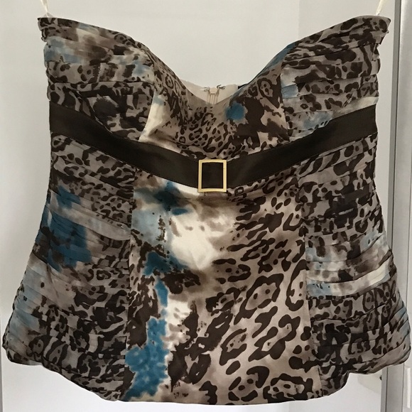 { Arden B } - Zippered Silk Bustier Top - Picture 2 of 6